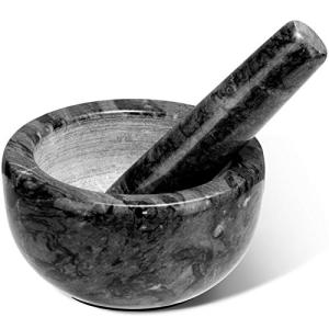 Mini Parmedu 大理石の乳鉢と乳棒セット: 小さなサイズの天然大理石のキッチングラインダー、直径 10 センチメートル - 手動スパイスグラインダー、ハーブグライの商品画像