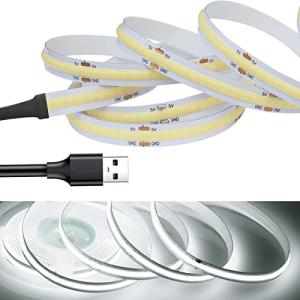 LEKE COB テープライトLEDストリップライトフレキシブル 高密度 LEDテープライト1.5m 320LEDs/m 白光色6000K DC5V 180°発