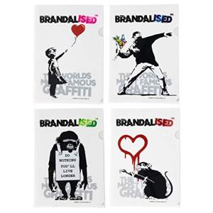 BRANDALISED A4 クリアファイル ホワイト 31cm×22cm BANKSY 日本製 BR-005ABCD 4枚セット｜le-coeur-online