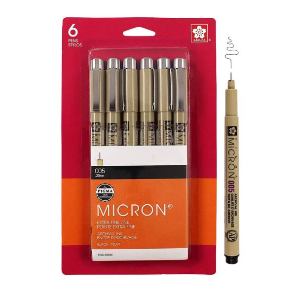 Sakura 50034 6-Piece Pigma Micron-005 Ink Pen Set,...