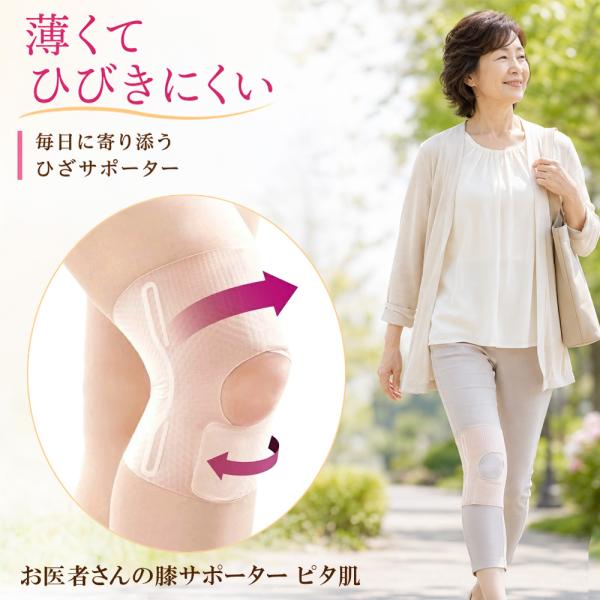 膝用サポーター 薄型 お医者さんの 膝サポーター ピタ肌 M L ウォーキング サポーター 膝 サポ...