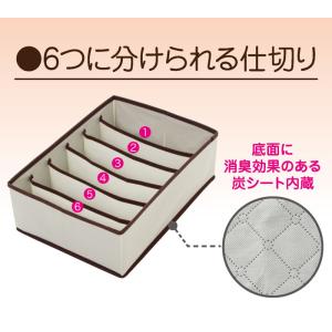 炭消臭 仕切り 収納ボックス 6ポケット 衣類...の詳細画像2