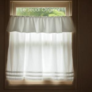 カフェカーテン 飾りつき 長め75cm ・ホワイト