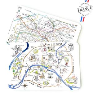 フランス直輸入 ランチマット2枚セット パリ路線図&amp;観光地図
