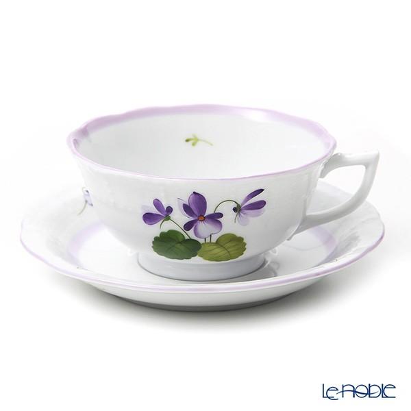 並行輸入品 ヘレンド バイオレット(ライラック) VIOLETL ティーカップ＆ソーサー ロウ 00...