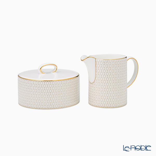 並行輸入品 ウェッジウッド(Wedgwood) ジオ ゴールド シュガーボックス ＆ クリーマー