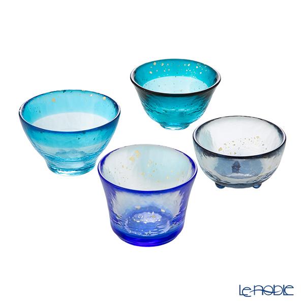 津軽びいどろ あおもりの海 盃(酒器)セット FS-75508 4点揃え