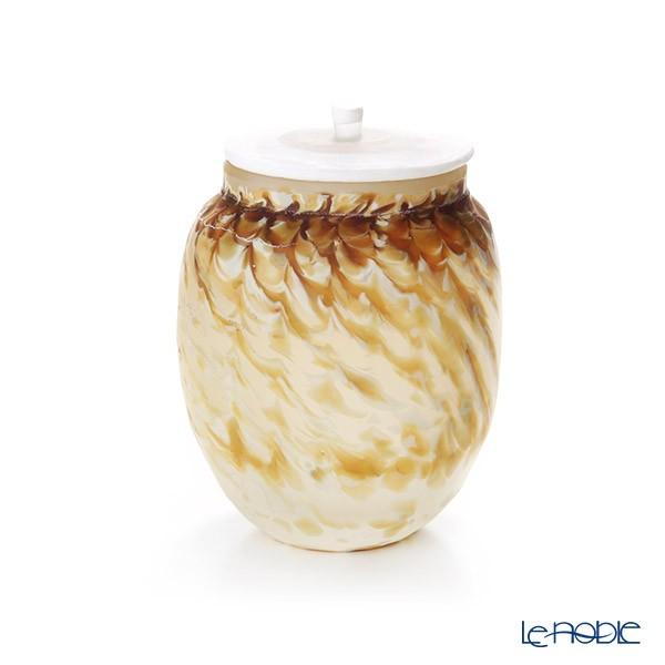 津軽びいどろ 大川薫工房 茶入 ブラウン／ホワイト OK16-3037