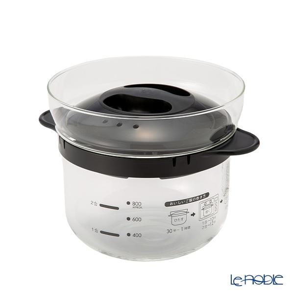 ハリオ ガラスのレンジご飯釜 1~2合用 計量カップ付き XRCN-2-B【電子レンジ用】