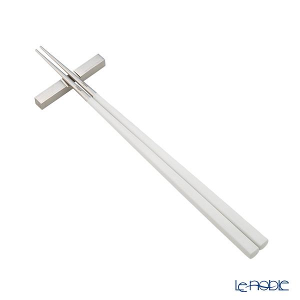 正規販売代理店 クチポール クーベ KUBE ホワイト／シルバー 箸+箸置セット 22.5cm 角箸...