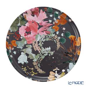 お盆 24cm 木製 トレー あわび貝 螺鈿装飾 丸盆 高岡漆器 朱色 梅 : 和