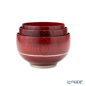 日本製 山中漆器 木質 5ッ組応量椀 本朱 応量器 ※食洗器不可 : 虹八