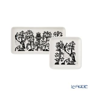 並行輸入品 イッタラ(iittala) タイカ ブラック プレートセット スクエア 12×12cm ＆ レクタングラー 12×24cm 北欧