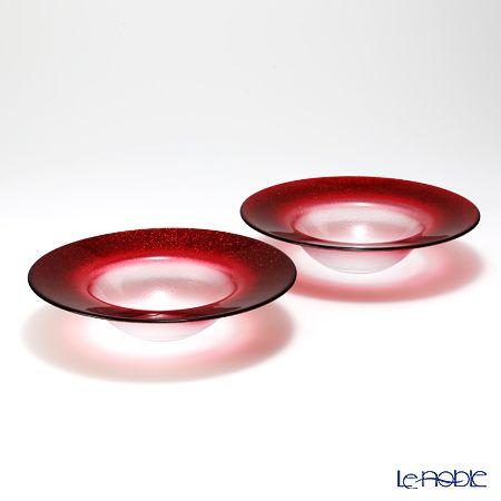 Vetro Felice ヴェトロ フェリーチェ グリッター リムボウル 19.5cm レッド＆クリ...