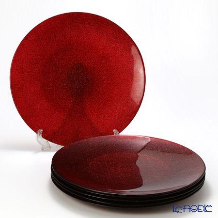 Vetro Felice ヴェトロ フェリーチェ グリッター プレート 35cm レッド 6枚セット...
