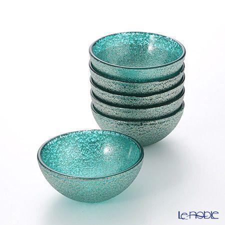 Vetro Felice ヴェトロ フェリーチェ グリッター ミニボウル 9cm アクアブルー 6個...