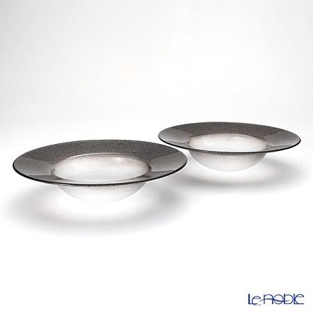 Vetro Felice ヴェトロ フェリーチェ グリッター リムボウル 26cm ダークグレイ＆ク...
