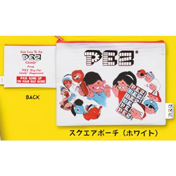 【スクエアポーチ（ホワイト）】 PEZ カラフル!アソートコレクション