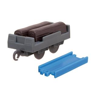 【14.木材運搬貨車＋直線レール】カプセルプラレール きかんしゃトーマス トンネル掘削機ダーシー登場編