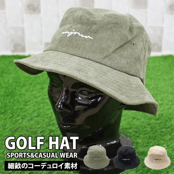 ハット ゴルフウェア 帽子 メンズ ゴルフ バケットハット コーデュロイ ロゴ刺繍 キャップ 小物 ...