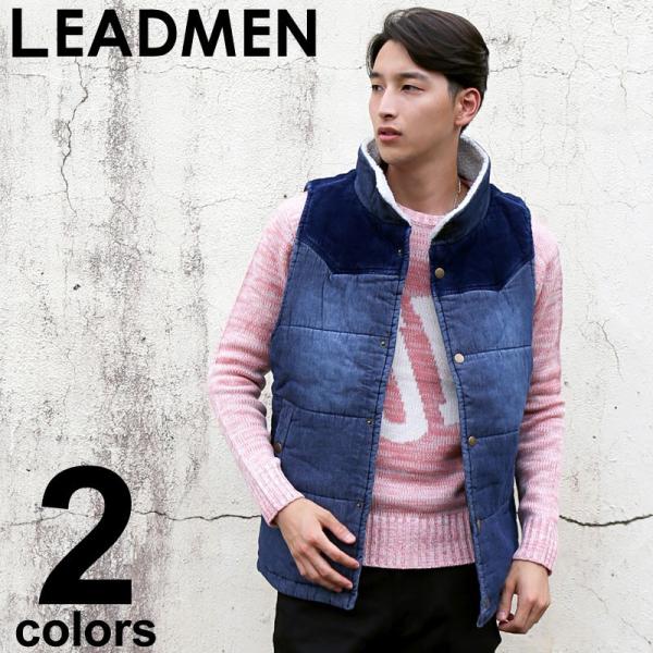 中綿ベスト メンズ アウター ジャケット ブルゾン 衿裏ボア デニム コーデュロイ デニムジャケット...