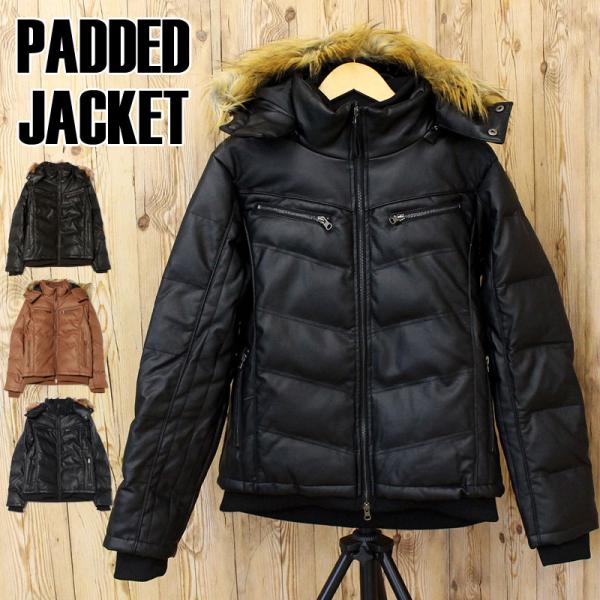 撥水加工 フード＆ファー脱着式 3WAY PU中綿ジャケット Wフロント Wzip ジャケット アウ...