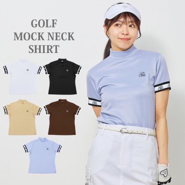 ゴルフウェア レディース モックネック gs GOLF ポロシャツ ハイネック 半袖 ストレッチ 袖...