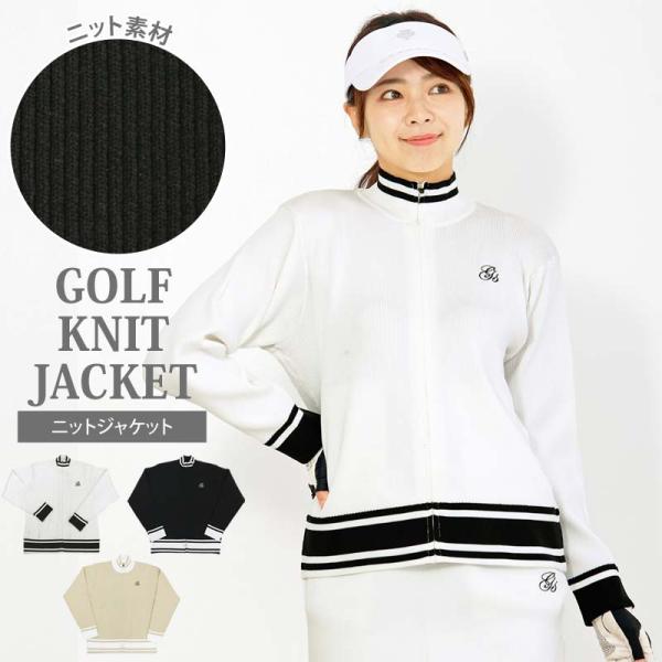 ゴルフウェア レディース gs GOLF ジップアップニットジャケット トップス ライン切替 おしゃ...