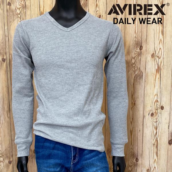 AVIREX アビレックス ロングTシャツ メンズ 長袖 サーマル VネックTシャツ 無地 デイリー...