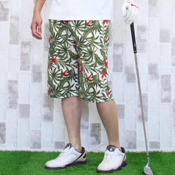 ゴルフパンツ ハーフパンツ メンズ ゴルフウェア ショートパンツ 総柄 スウェット ストレッチ 春夏...