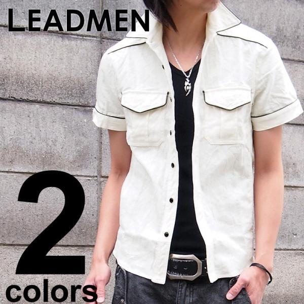 メンズシャツ ミリタリーシャツ PUパイピング 綿麻 リネン 半袖 シャツ メンズ カジュアル カジ...