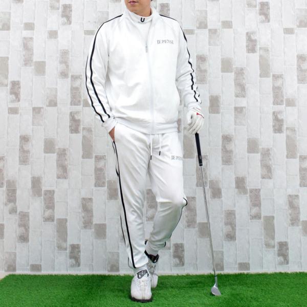 ゴルフ セットアップ メンズ 上下セット ゴルフウェア 総柄 ロゴ ゴルフパンツ ジップアップ ジャ...