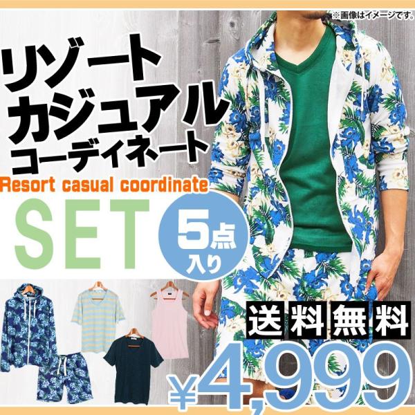 福袋 メンズ リゾートカジュアルコーディネートセット5点入り 夏 2015 福袋トップス メンズファ...
