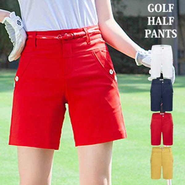 レディース ゴルフウェア ゴルフパンツ ハーフパンツ ショートパンツ ゴルフキュロット ストレッチ ...