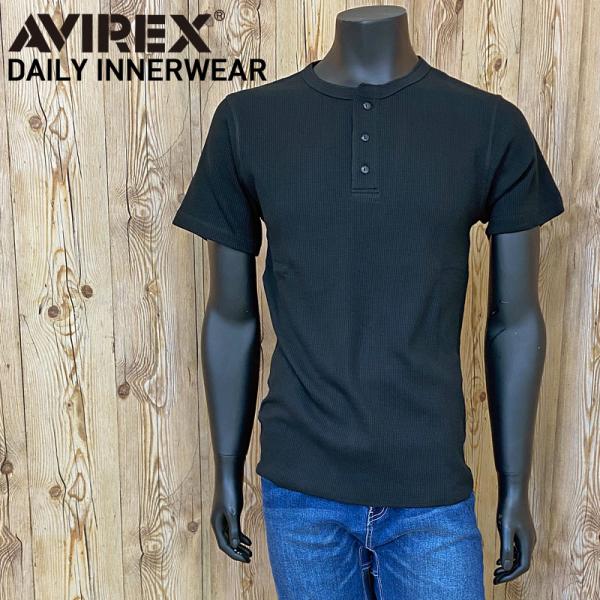 AVIREX アビレックス Tシャツ メンズ 半袖 サーマルヘンリーネックTシャツ 無地 デイリーイ...
