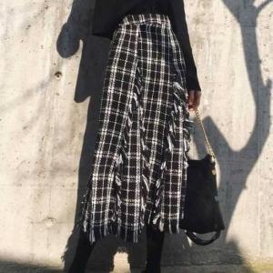 ロングスカート コーデ ロング チェック 秋 冬 男ウケ ツィード調 ロング丈 マキシ丈 ハイウエスト 通勤 オフィス 通学 チェック柄 春秋冬 着痩せ きれいめ 上品 Aut 621 Leaflower Shop 通販 Yahoo ショッピング