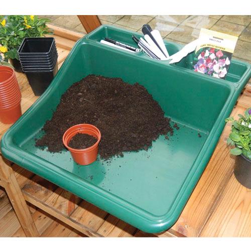 ガーデントレイ　コンパクト タイディートレイ グリーンG185G　棚一体型作業トレイ リサイクルプラ...