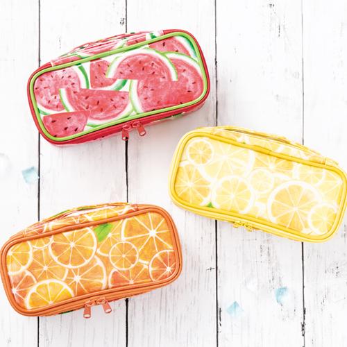 【訳あり】セトクラフト フルーツ柄ポーチ スイカ レモン オレンジ ペンケース メイクポーチ
