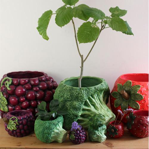 プランターカバー　ストロベリー・グレープ・ブロッコリーポット　Mサイズ　鉢カバー フルーツ 可愛い ...