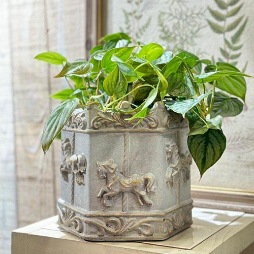 ポット　ガルーゼルポット　鉢 回転木馬 オシャレ 可愛い