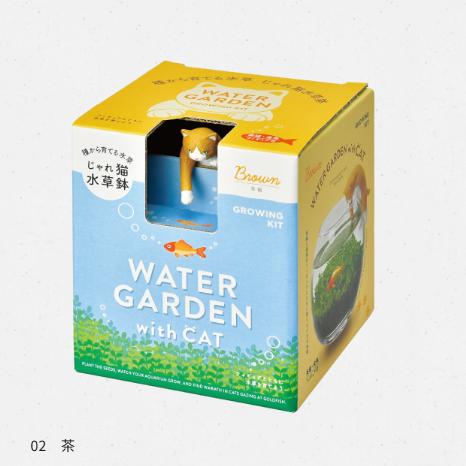 聖新 GD-105601 じゃれ猫水草鉢 白 茶ハチワレ 【水草栽培キット】【水草】【栽培キット】
