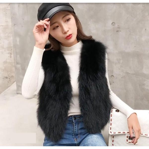 フェイクファー ファーベスト グレー 赤 黒 レディース 前開き アウター ショート丈 秋 冬 大き...