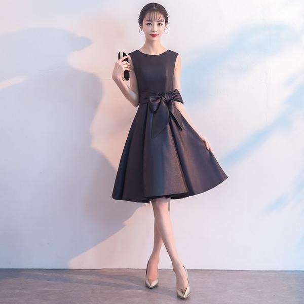 パーティードレス ドレス ひざ丈 ワンピース 結婚式 お呼ばれ 大きいサイズ ノースリーブ ラウンド...