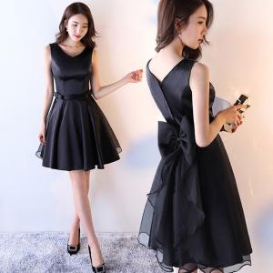 パーティドレス 韓国 黒 ミニドレス フレアスカート リトルブラック