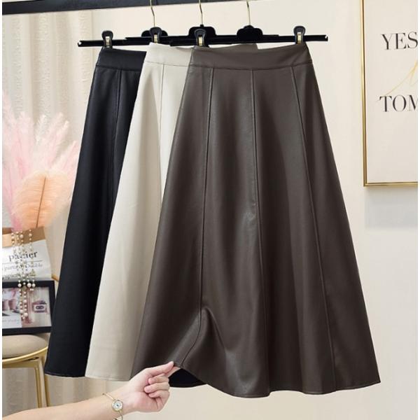 レザースカート ロング レディース ボトムス フェイクレザー スカート ロングスカート 秋冬 フレア...