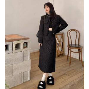 セットアップ スーツ レディース きれいめ ツイードスカート ノー