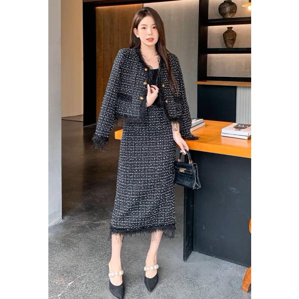 セットアップ スーツ レディース きれいめ ツイードスカート ノーカラー ツイードジャケット 大きい...