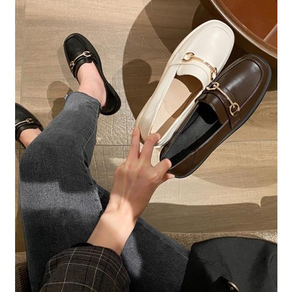 ローファー レディース シューズ 靴 ビットローファー シンプル ローヒール スクエアトゥ 通勤 オ...