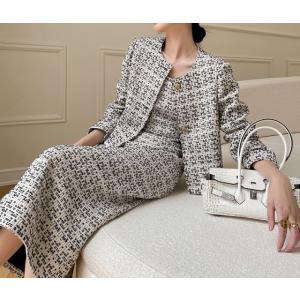 セットアップ レディース タイト ワンピース スーツ セット ツイードジャケット タイトワンピース ...