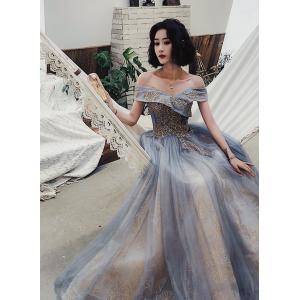 ウエディングドレス カラードレス 二次会 花嫁 大きいサイズ 3L 4L 青